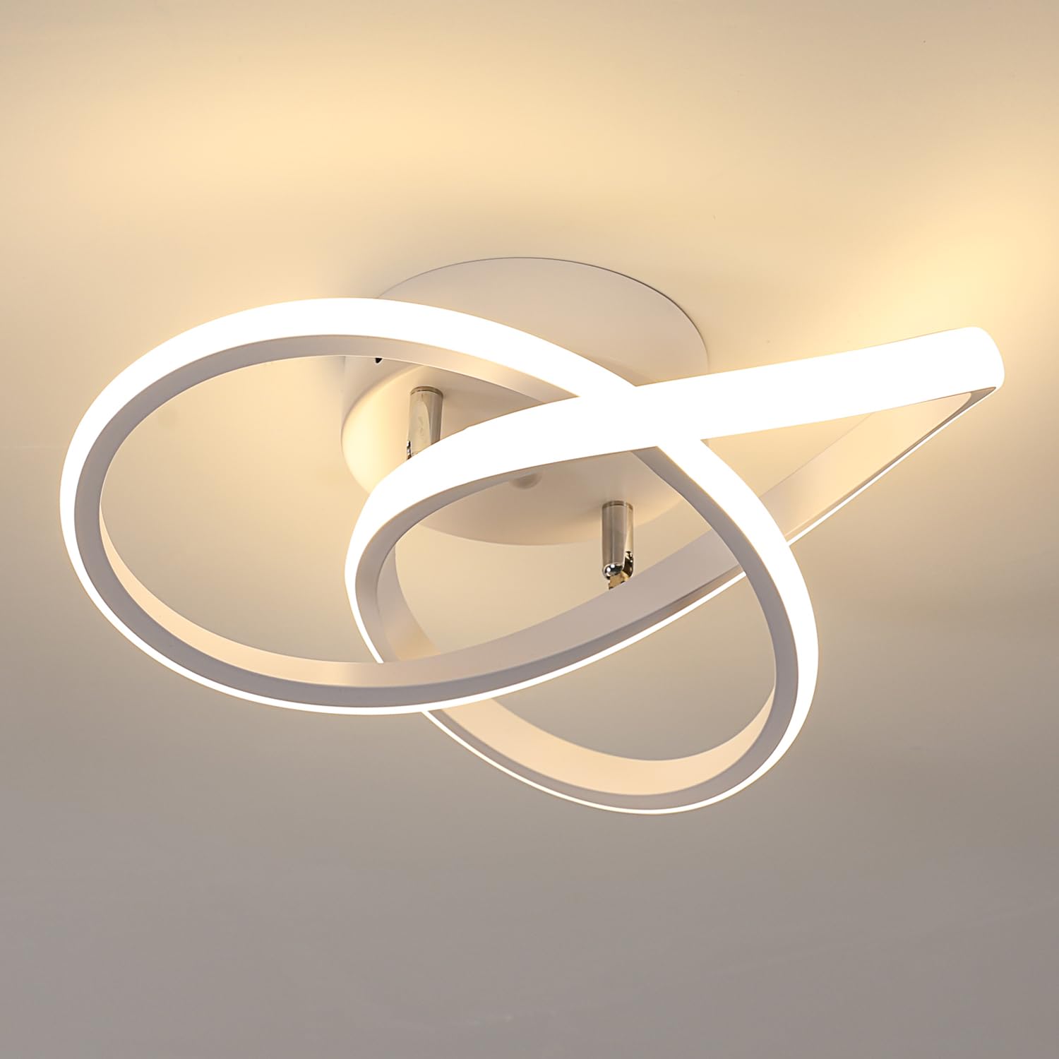 Comely LED Ceiling Light 30 cm 30 W – Warm Light 3000 K (3 375 lm), Modern White Flower Design – Ideal for Bedroom, Living Room, Kitchen and Hallway