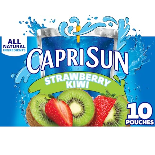 Capri Sun Strawberry Kiwi Flavored with other natural flavor Juice Drink Blend, 10 ct Box, 6 fl oz Pouches