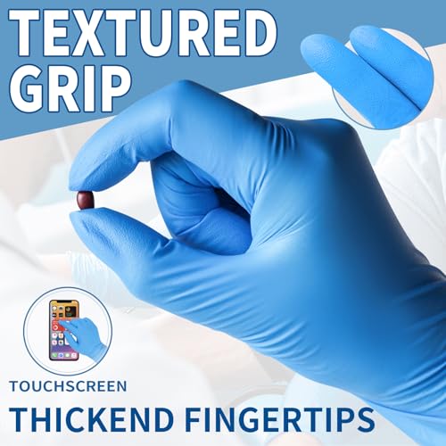 FINITEX Blue Disposable Nitrile Exam Gloves - 200 PCS/BOX 3.5mil Rubber Powder-Free Latex-Free Medical Cleaning Food Gloves - Image 6