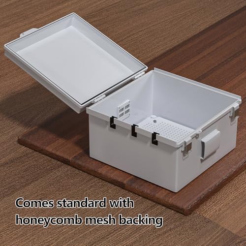 Image of ABS Electrical Junction Box, Ventilated Design, Cable Grommets, IP65 Waterproof Enclosure, Indoor /Outdoor Use with Mounting Panel. (Grey Cover, 11.9 inchx11.9 inchx7 inch)
