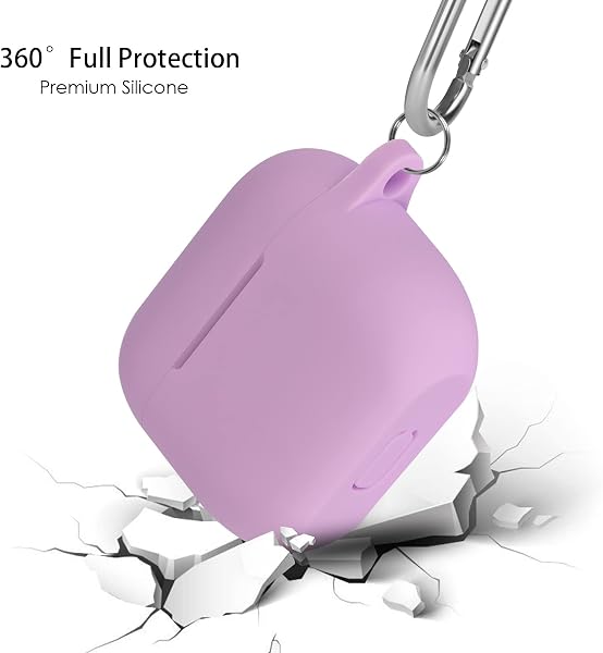 Coque Étui Protecteur Compatible avec AirPods 3, Housse de Protection en Silicone Anti-Choc, Souple, Antidérapant Etui de Protection pour Airpods 3ᵉ Génération avec Mousqueton, Light Purple - 4