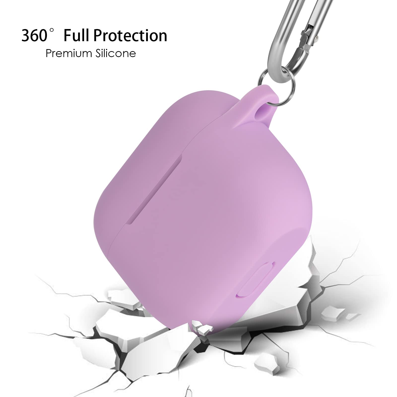 Coque Étui Protecteur Compatible avec AirPods 3, Housse de Protection en Silicone Anti-Choc, Souple, Antidérapant Etui de Protection pour Airpods 3ᵉ Génération avec Mousqueton, Light Purple - 4