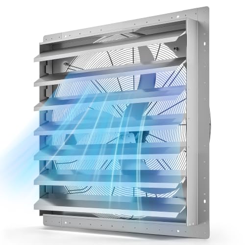 Image of VEVOR 36 Inch Shutter Exhaust Fan Wall Mounted Automatic Louvers Silver, Sturdy Steel Housing, Low Noise, AC Motor, 9761 CFM Ventilation and Cooling for Attic, Garage, Barn, Greenhouse, Workshop