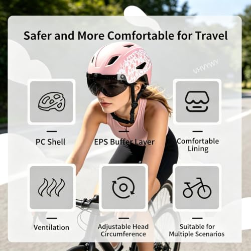 Casco de bici infantil rosa ajustable de 49 a 58 cm con visera magnética para niños y jóvenes 5