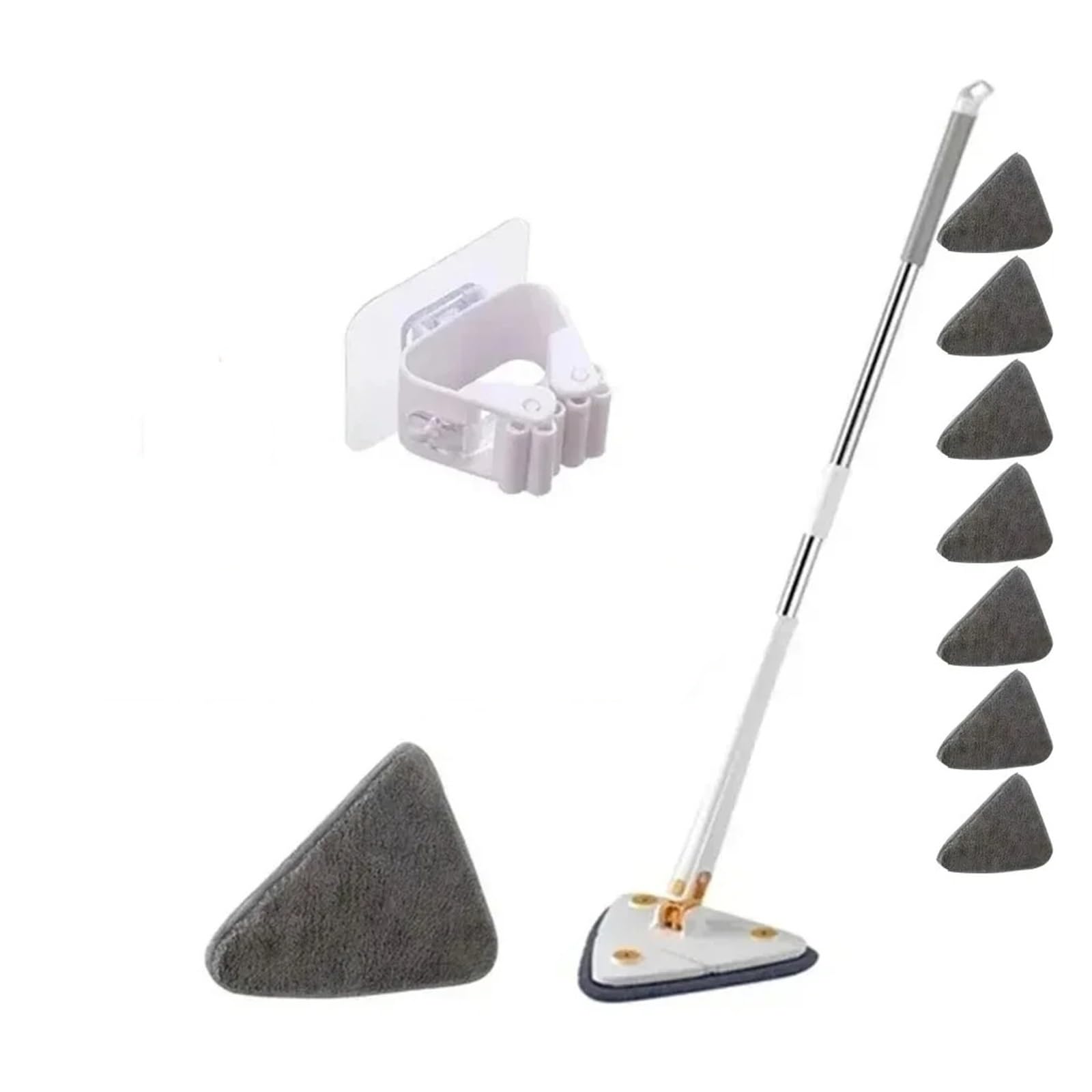 360° drehbarer Teleskop-Dreieckmopp mit einstellbarem Druck(White 7pcs Cloth)