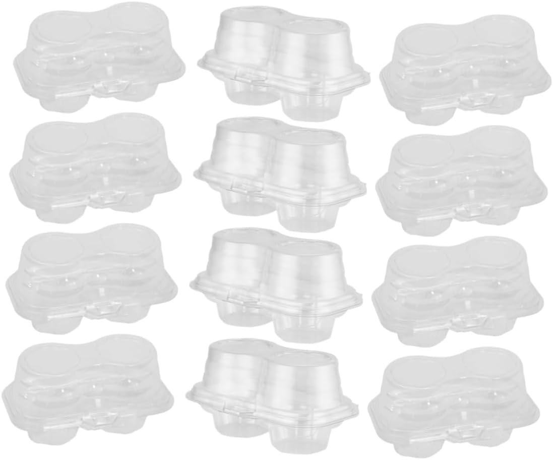 Alipis 50pcs Double Cupcake Box Transparent Mousse Container for Muffins Food-grade Portable Cake Packaging for Birthdays Weddings and Parties