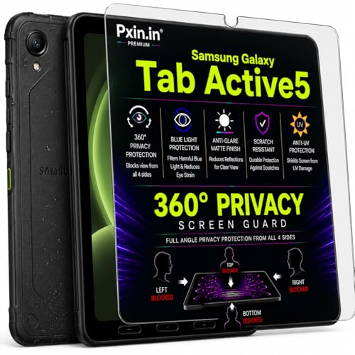 Image of Pxin 360 Pro Privacy Screen guard compatible with Samsung Galaxy Tab Active5 | Anti Glare | Anti UV | Anti Blue | Anti Reflection | Privacy Filter | Unbreakable Build