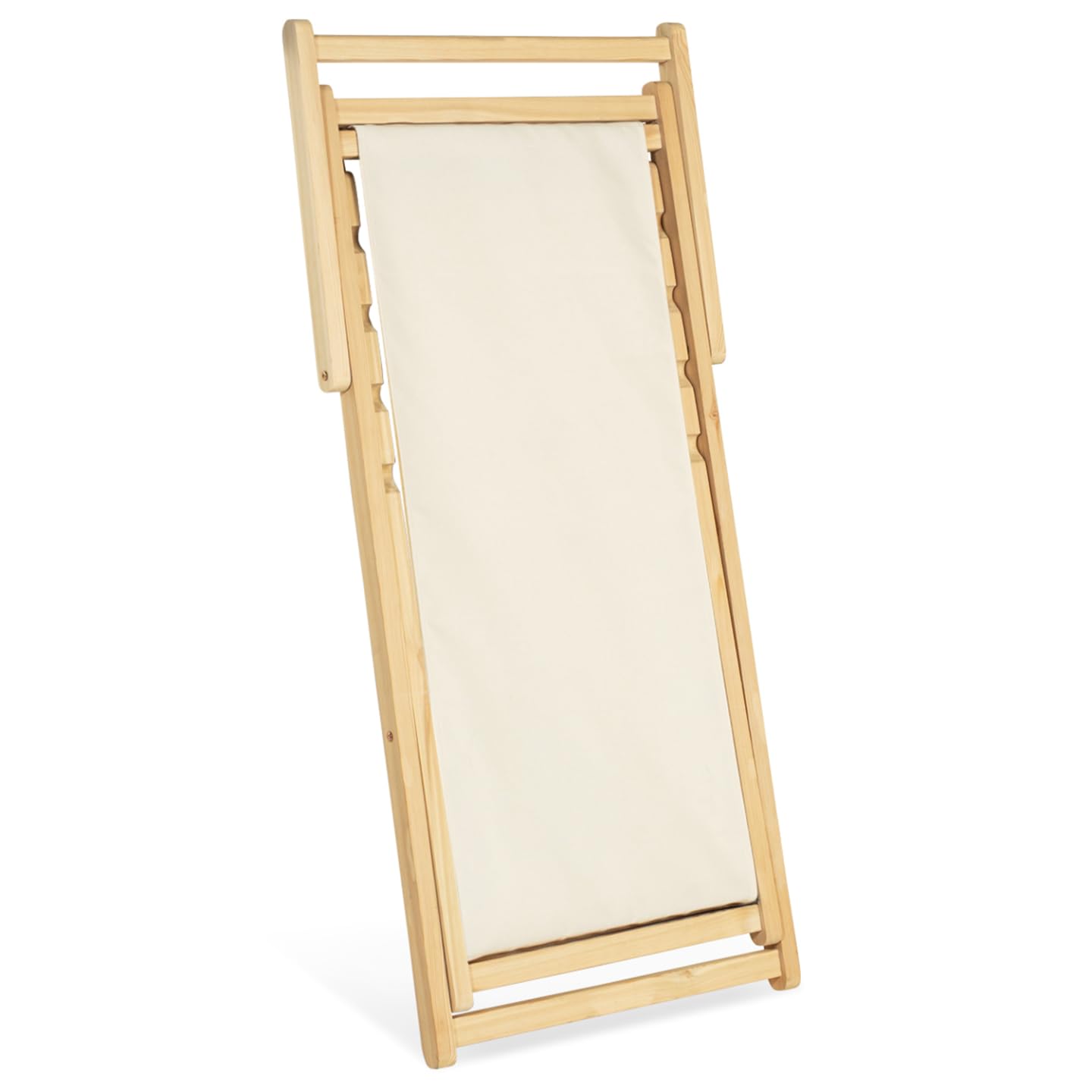 IDMarket - Lot de 2 chaises Longues Pliantes chilienne Bois Toile écrue