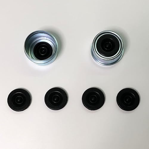Miniatura 21 de Tapa de grasa para eje de remolque, 2 tapas antipolvo para rodamientos de remolque de 2.72 pulgadas con 4 tapones de goma adicionales, cubierta de 2