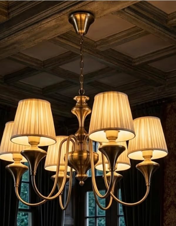 Sanleen 6 Light Vintage Crystal Chandelier Antique Brass | Ceiling Hanging Light with Decorative Glass Shades for Dining Room, Living Room & Luxury Home Décor-image-44