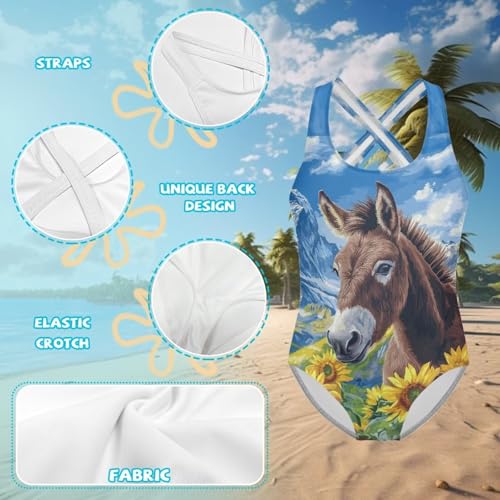 Image of WELLFLYHOM Girls Bathing Suits One Piece 5-14 Kids Full Coverage Swimsuits Cross Back Summer Swimwear for Beach Holiday