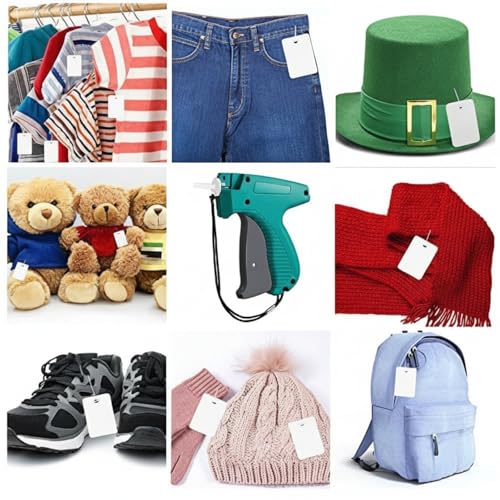Image of Honoson 2006 Pcs Clothing Price Tags with Gun Set, Including 1 Garment Price Tag Attacher with 5 Steel Needles 500 Clothing Label and 1500 Plastic Fasteners Barbs(Simple Style)