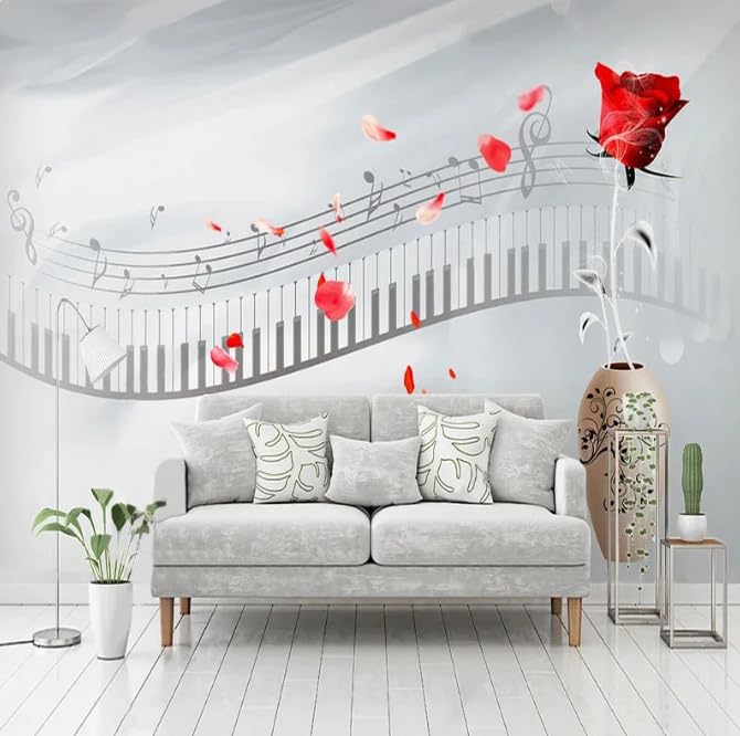 Papier peint photo 3D piano 300x210 cm mural pour salon
