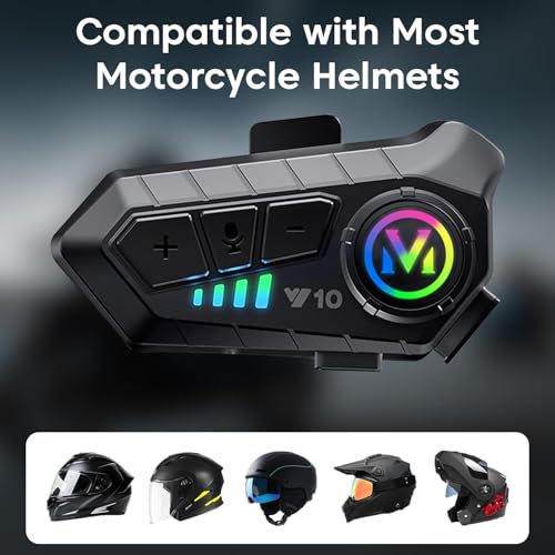 Image of Sounce Bluetooth Motorcycle Helmet Headset with Dual Phone Connection, Wireless 5.3, Hands-Free Calling, Music & GPS Navigation Support, IP67 Waterproof, Universal Helmet Compatibility for Android