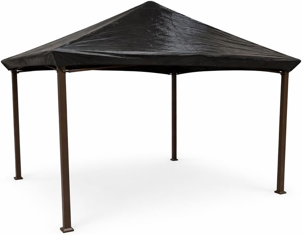 Garden Winds Universal 10’ x 12’ Gazebo Canopy Protective Cover – Waterproof, Windproof, Rainproof Heavy Duty Polyethylene Top - Fits Most Corner Pocket Style Gazebos – Black