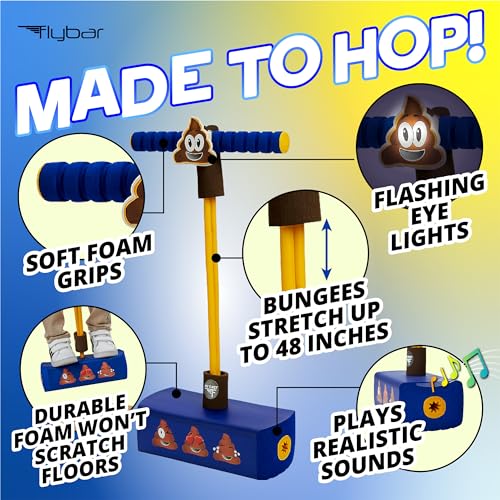 Image of Flybar My First Foam Pogo Jumper for Kids Fun and Safe Pogo Stick for Toddlers, Durable Foam and Bungee Jumper for Ages 3 and up, Supports up to 250lbs, Poop Emoji