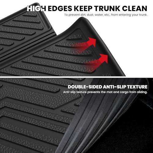 Image of LASFIT Cargo Mat for Dodge Durango 6 /7-Seat Models 2011-2026 | Not Fit 5-Seat Models, All Weather TPE Custom Fit Cargo Trunk Mat & Backrest Seat Protector, Black