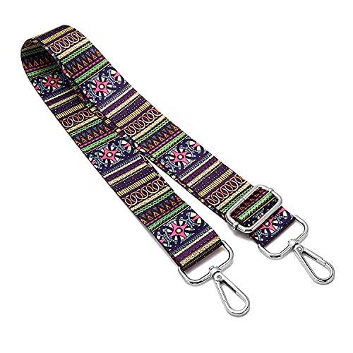 Image of Silvery Buckles Wide Shoulder Strap Adjustable Replacement Belt Crossbody Canvas Bag Handbag