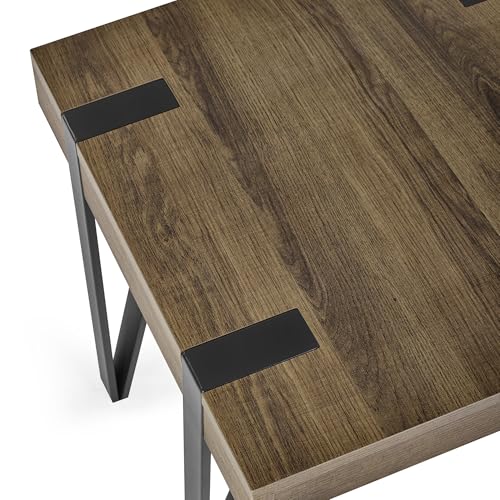 Julian Bowen Troy Side Table - Small End Table with Black Metal Hairpin Legs, Square Walnut Effect Industrial Bedside for Living Rooms - 50cm - Image 6