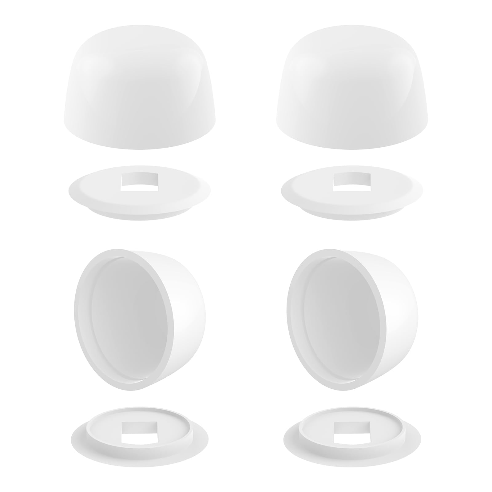 SDTC Tech 4 Packs Universal Toilet Bolt Caps, 0.83 Inch Height Round Plastic Push-On Screw Covers, Toilet Seat Floor Bowl Bolt Caps with Extra Washers