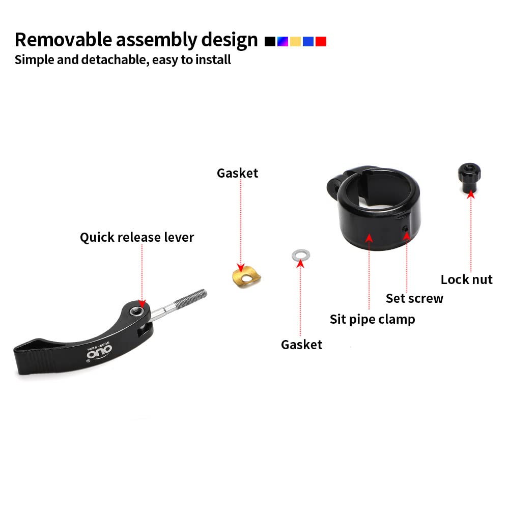 WLDOCA Folding Bike Colorful Seatpost Clamp 40/41mm Quick Release Colorful Seat Tube Clamp Compatible with Dahon Sp8 Folding Bike,B,40MM - Image 4