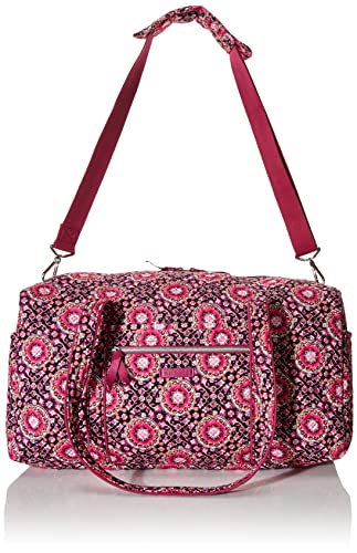 Vera Bradley Women's Cotton Medium Travel Duffel Bag, Raspberry Medallion, One Size