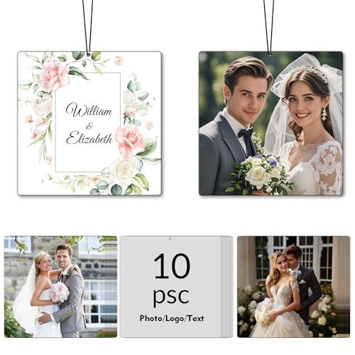 10/50/100PCS Personalised Car Air freshener, Custom Air Freshener for Car, Double Sided Customizable Photo Text, for Rearview Mirror, Wardrobe, Bathroom, Hanging Ornaments (Square, Personalized)