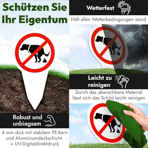 VANEJA Premium 2er-Set, Steckschild hier kein Hundeklo, Extra Robust 4 mm | 24 x 14 cm | Made in Germany Verbotsschild mit PE-Kern und Aluminiumschicht, UV-Beständig für innen und außen.