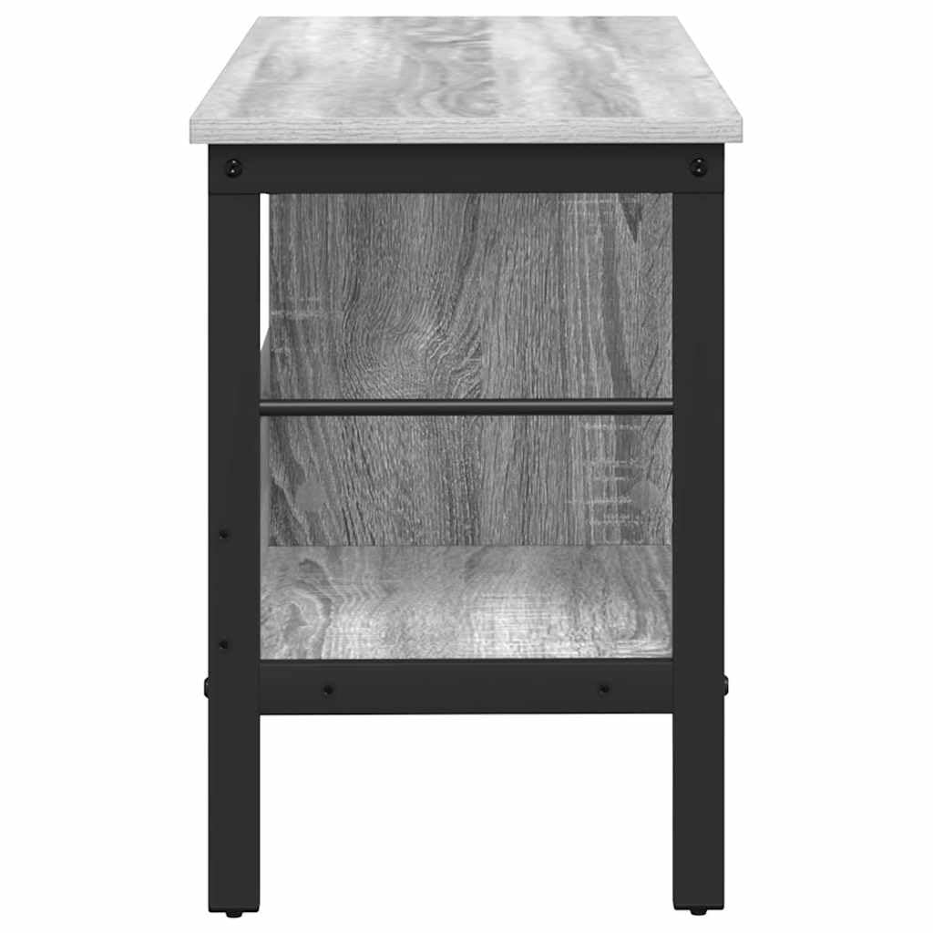 Libreria a 2 Livelli Stile Industriale 82x32x47 cm Grigio Sonoma | Scaffale autoportante con mensole grigie e struttura in acciaio per soggiorno e studio. Piedi regolabili inclusi.