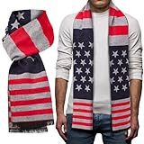 Shihanee 1 Pcs Americana Flag Scarf for Men and Women Stripes and Stars USA Flag Warm Soft Scarf for Fall Winter Christmas, 180cm (Horizontal Stripes)