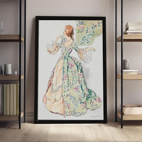 Toile vintage mode édouardienne pour décoration murale de salon