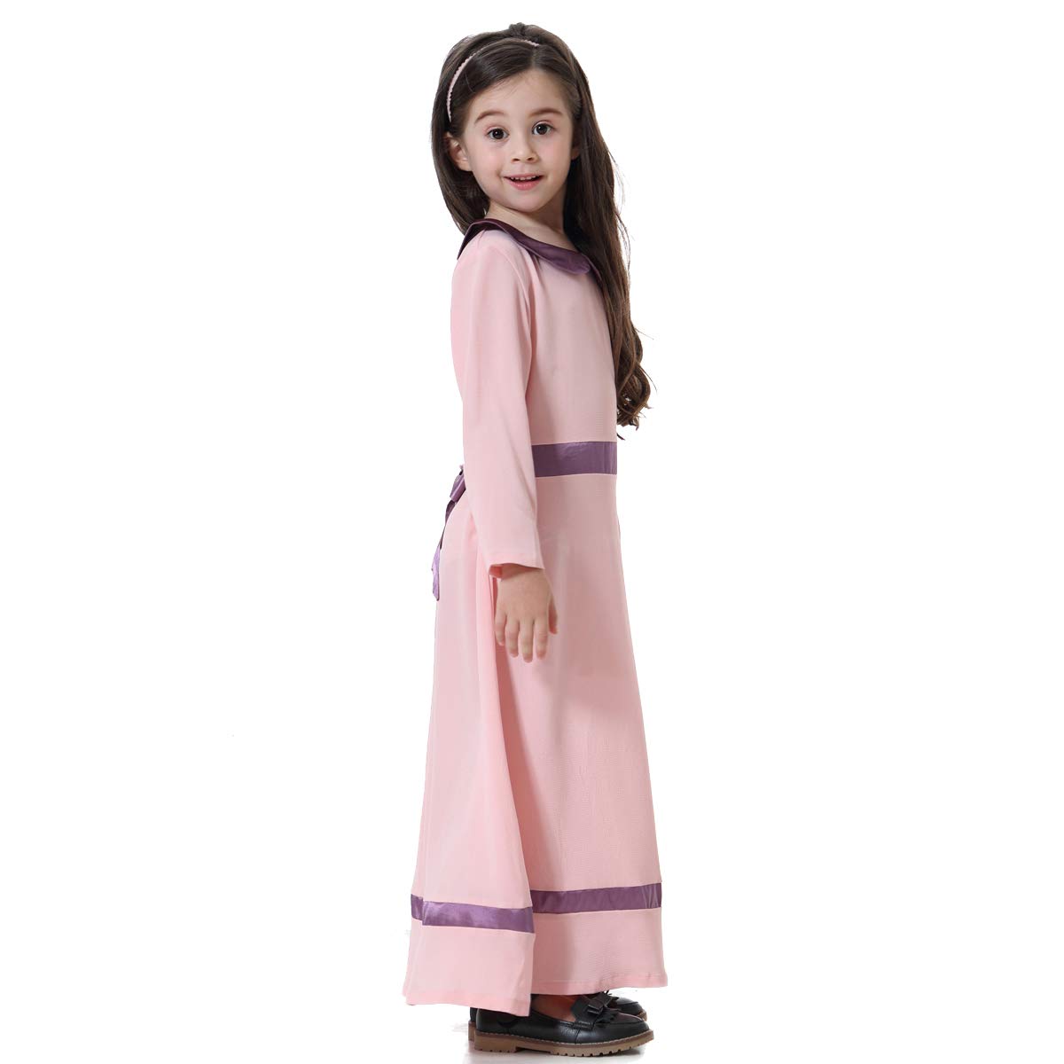 BaronHong Moslemiczny islamski arabska dziewczynka Abaya długi pasek na ubrania Thobe w zestawie, Rosa, 100 cm