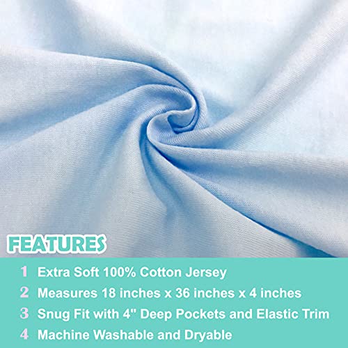 Image of TL Care Printed 100% Natural Cotton Jersey Knit 18 x 36 Cradle /Bassinet Sheet - Fitted, Blue, Soft Breathable, for Boys and Girls