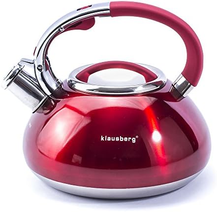 Klausberg Stovetop Induction Stainless Steel Whistling Kettle 3.0 Litre KB - 7076 (Red)