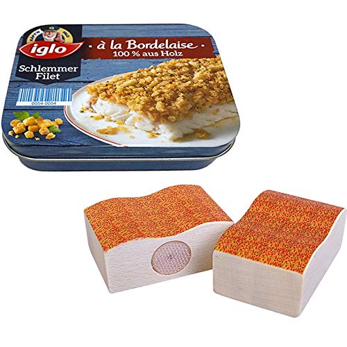 Preisvergleich Produktbild #1118 Iglo Schlemmerfilet in Metalldose zum Schneiden - Kaufladen Zubehör Kinderküche Kaufmannladen Holz