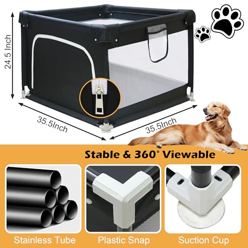 Goldshire Cercadinho Para Cachorro, Portátil Dobrável Filhotes De 35,5 X 24,5 Polegadas Com Portão,