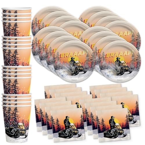 Snowmobile Birthday Party Supplies Set - Sledding Racing Offroad Party Supplies - | Winter...