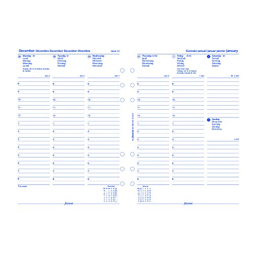 Filofax 2016 Week to View with Appointments Refill, January 2016 to December 2016, A5 Size, 5 Languages, Vertical (C68514-2016)