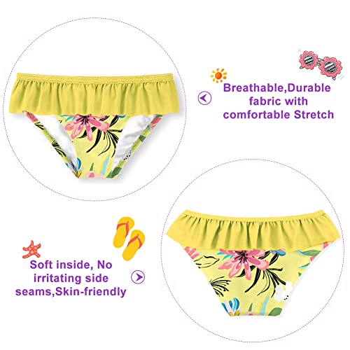 Image of Funnycokid Girls Swimsuit Toddler Bathing Suit Long Sleeve 2 Piece Rash Guard Set for Kids 2-10 Years