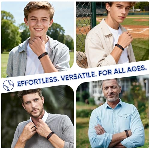 Baseball Initial Bracelets for Men, Adjustable Elastic Stretch Strap - image 3