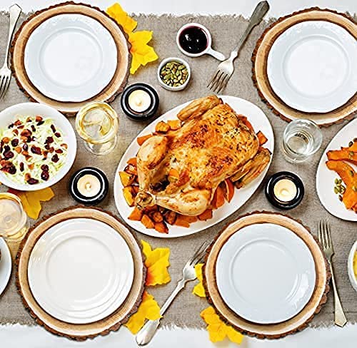 Gift Boutique Disposable Wooden Slice Paper Place Mats 50 Pack 13.5 Inch Round Rustic Brown Wood Slices Charger Place Mat For Farmhouse Tan Table Setting Summer Spring Fall Wedding Dinner Party Decor thumb #4