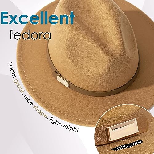 Image of Fedora Hats for Men Wide Brim Panama Hat with Classic Belt