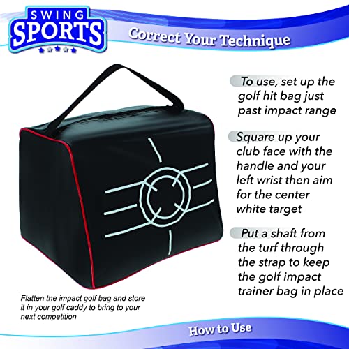 Swing Sports Contact Bag Golf - Bolsa de golfe preta de 38 x 25 cm com alvo e alça - para treinament