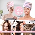 3 Pack Microfiber Hair Towel Wrap for Women, Fast Drying Hair Turban with Button, Anti-Frizz Large Hair Towel for All Hair Styles, Soft & Absorbent Hair Drying Towel - Image 4