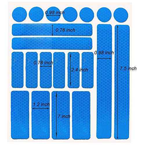 Leasinder 55 Pcs Reflective Stickers For Helmet Bicycle Reflective Tape Night Safety Stickers Decals For Motorcycle, Helmets, Bike, Strollers, Wheelchairs, Scooter, Wheelchairs (Blue) #TOP3