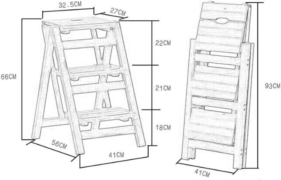 Multi-Functional Wooden Folding Step Stool - 3-Tier Ladder Chair & Bench Seat for Kitchen Utility, Sturdy & Space-Saving Design, Perfect for Use