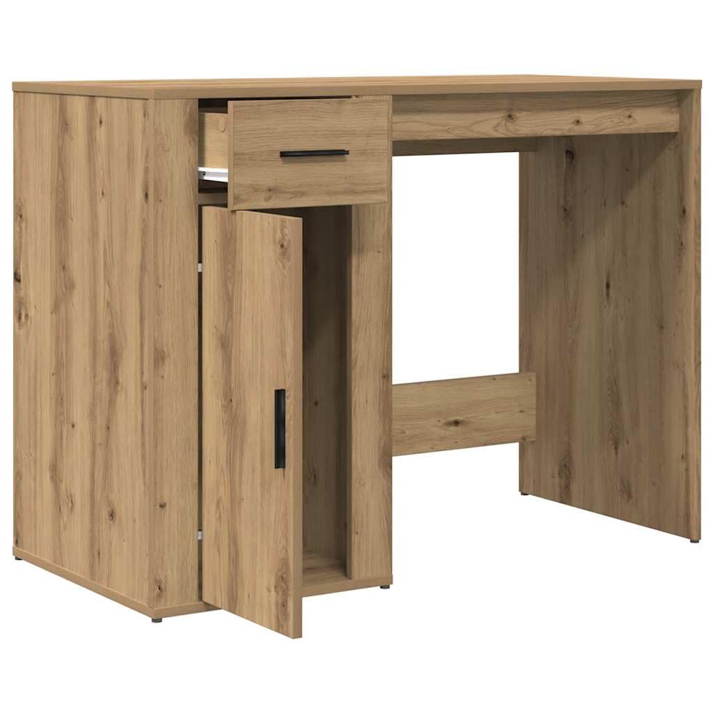 Scrivania Rovere Artigianale in Legno Multistrato 100x49x75 cm con Cassetto e Ripiano per Studio Ufficio Casa Smartworking Postazione PC Gaming Salvaspazio