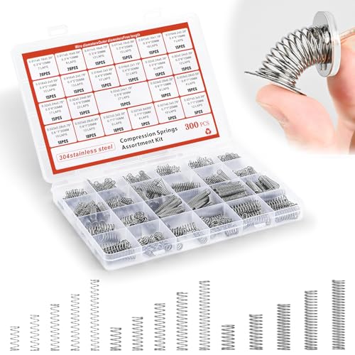 Zippicks 300 Piezas Muelles De Compresión, Muelles de Tracción 23 tamaños Diferentes, Surtido de Muelles de Acero Inoxidable, Muelles de Extensión para reemplazo reparación