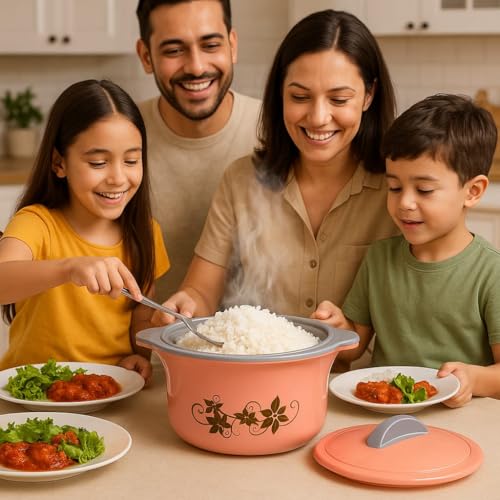 Image of Premium Insulated Casserole Hot Pot for Kitchen | Double Wall Hot Box for Chapati, Curry & Food Storage | Elegant Floral Design Casserole | Keeps Food Hot for Hours |