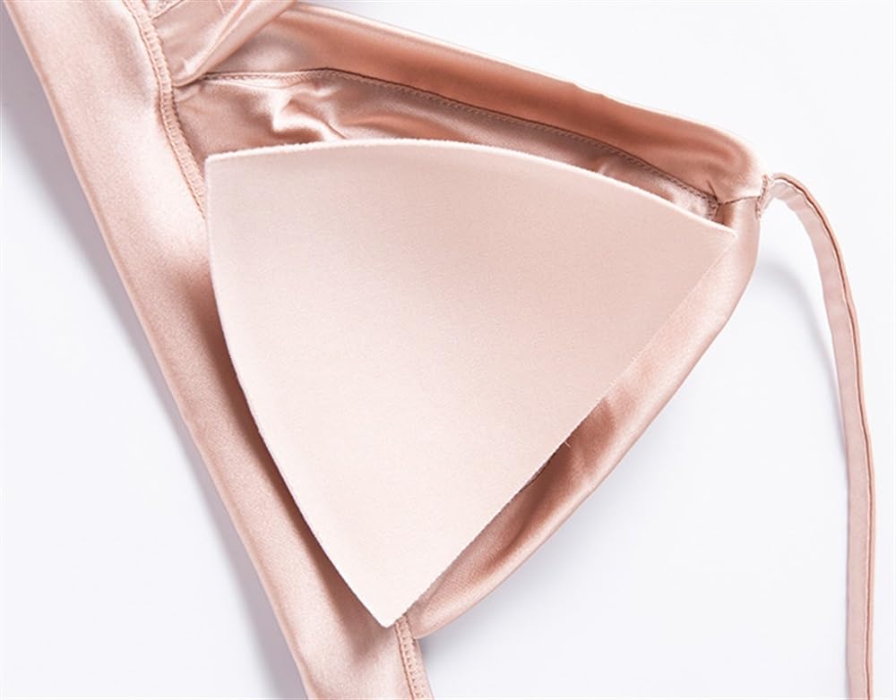 Reggiseno Da Donna Sexy In Raso Di Seta, Sottile E Liscio Con Coppa A Triangolo Francese, Bralette In Seta Di Gelso Per Intimo Fresco E Confortevole Estivo